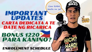 Important updates today BONUS 1220php Carta Dedicata a te date ng ricarica at enrollment sched [upl. by Salakcin]