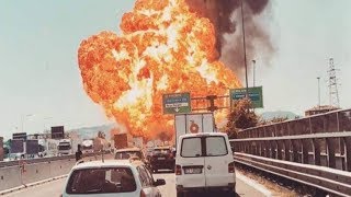 FORTE ESPLOSIONE DI UN TIR A BOLOGNA  TUTTE LE ANGOLAZIONI  06082018 [upl. by Enad760]