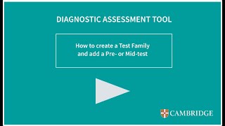 Diagnostic Assessment tool  How to create a Test Family and add a Pretest [upl. by Ajtak]