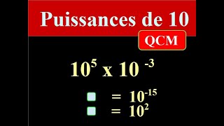 PUISSANCE de 10  QCM  REGLES de CALCUL et ORDRE DE GRANDEUR  Mathématiques 4ème 3ème et SECONDE [upl. by Martina]