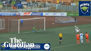 Rubin Kazan footballer scores astonishing backflip penalty [upl. by Fornof60]