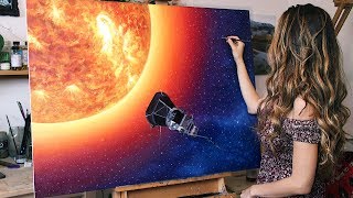 Oil Painting Time Lapse  quotJourney to the Sunquot  NASA Inspired Art [upl. by Dnomsed]