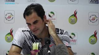 Press Federer loses to Donskoy 2017 Dubai R2 [upl. by Ydnak]