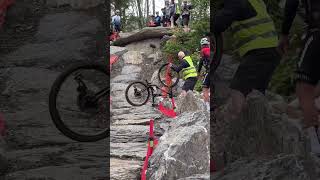 Is the Crans Montana Xc too risky What you think ucimtbworldcup xco mtb crash shorts [upl. by Aicilra]