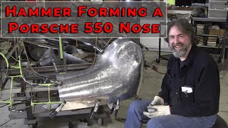 Metal Shaping Hammer forming a Porsche 550 nose on a wireform [upl. by Merrie361]