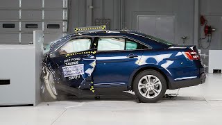 2017 Ford Taurus driverside small overlap IIHS crash test [upl. by Yrohcaz]