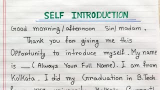 Self introduction for interview  How to introduce yourself Tell me about yourself interview [upl. by Cassiani]