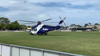 Victoria Police Airwing POL31 and Life Saving Victoria Lifesaver30 taking off 210321 [upl. by Kinata]