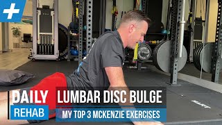 My Top 3 McKenzie Exercise for Lumbar Disc Bulges  Tim Keeley  Physio REHAB [upl. by Audres230]