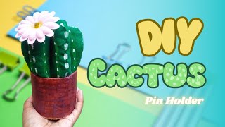 Cactus  pin holder🧕📌  How to make cactus at home  Crafter Appi [upl. by Afatsom]