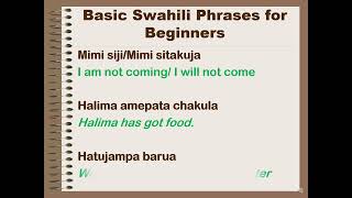 Basic Swahili Phrases for Daily UseSwahili for Beginners [upl. by Elliven953]