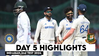 India vs Bangladesh 2nd Test Cricket Match Day 5 Full Highlights Cricket Live Highlights 1102024 [upl. by Nhguavad]