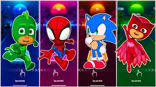 Catboy 🆚 Owlette 🆚 Gekko 🆚 Romeo  PJ Masks  Tiles Hop EDM Rush [upl. by Ahsinad]