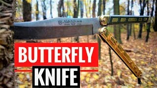 20  BUTTERFLY KNIFE Balisong Good For Throwing BAD IDEA [upl. by Bert525]