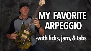 Guitar Lesson My favorite Arpeggio with licks jam tabs  learn lead guitar soloing [upl. by Enyehc841]