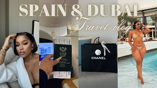 SPAIN amp DUBAI TRAVEL VLOG Flying first class experience  shopping  skin care amp makeup [upl. by Heida]