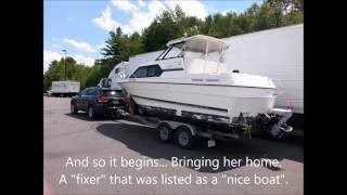 Bayliner 2452 Sterndrive to outboard conversion project walk through and history [upl. by Emixam]