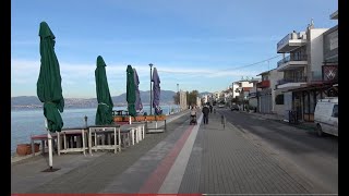 Greece in winter  walking tour Perea Beach Thessaloniki [upl. by Yemorej]