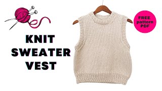 FREE Cropped Vest KNITTING PATTERN  TUTORIAL [upl. by Ward]