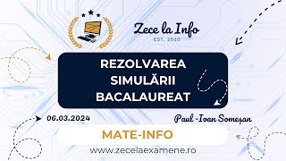 Rezolvare Simulare Examen Național Bacalaureat 2024  Informatica MI  Matematica Informatica [upl. by Waterman]