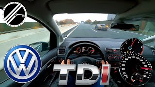 VW Touran 20 TDI 1T 140 PS Top Speed Drive On German Autobahn No Speed Limit POV [upl. by Calle]