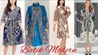 35 MODEL BAJU BATIK MODERN TUNIK BATIK DAN ATASAN BATIK [upl. by Ehtiaf]