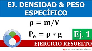 EJERCICIO DE DENSIDAD Y PESO ESPECÍFICO [upl. by Bohannon]