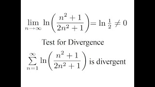 Series lnn212n11 Is Divergent Since Limit of General Term is NOT Zero Divergence Test [upl. by Ellened]