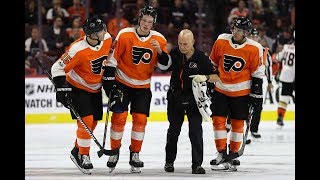 Bad news for the Flyers and Nolan Patrick as he had to be helped to the locker room [upl. by Anitsirc]