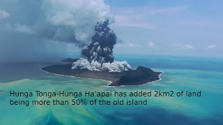 The growth of Hunga TongaHunga Haapai More than 50 land added in the 2022 eruption [upl. by Keppel]