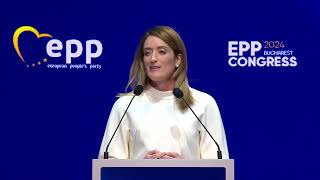 Roberta METSOLA at the EPP Congress 2024 in Bucharest [upl. by Ris802]