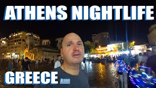 Athens Greece Nightlife Walk Around Monastiraki The Crowds Are Back [upl. by Suirauqram]