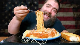 Spaghetti Meat Sauce amp Garlic Bread Mukbang [upl. by Goat]