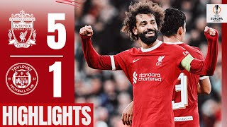 HIGHLIGHTS Liverpool 51 Toulouse  First Endo goal Jota goes solo amp another Salah record [upl. by Jannel]