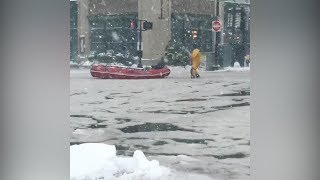 Dramatic video shows bomb cyclone’ sweeping through US East Coast [upl. by Maillij]