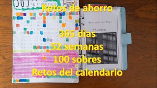 Retos de ahorro🤑 365 días📅 52 semanas💲 100 sobres💌 retos del calendario💰 [upl. by Arrais]