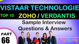 VISTAAR TECHNOLOGIES  ZOHO  VERDANTIS Top most interview questions and answers [upl. by Deadman516]