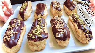 Bignè Éclair al Cioccolato PASTA CHOUX con CREMA AL CIOCCOLATO 🍫 Tutti a tavola [upl. by Airamak]