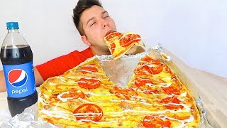 Giant Alfredo Pizza • MUKBANG [upl. by Rutan834]