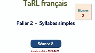 Palier 2 syllabes simples séance 8 niveaux 3 Tarl français 2024 [upl. by Ebbie407]