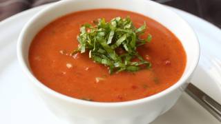 Gazpacho Recipe  Cold Tomato Cucumber Pepper Soup [upl. by Lawtun92]