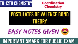 Valence Bond theoryCoordination ChemistryClass12ChemistryTamil [upl. by Notyarb]