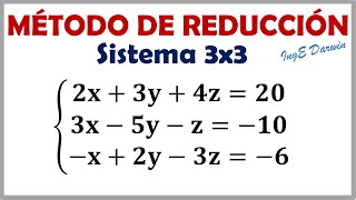 Método de Reducción  Sistema de Ecuaciones Lineales 3x3  Ejercicio 1 [upl. by Leakim]