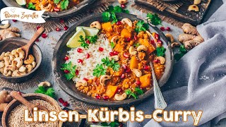 KürbisLinsenCurry  Das Beste Rezept  schnell einfach vegan [upl. by Melissa923]