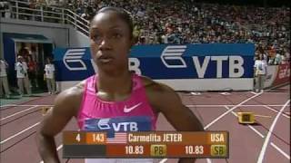 100m  Carmelita Jeter  1067  World Athletics Final Thessaloníki 2009 [upl. by Haberman]