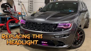 Changing a headlight on a Procharged Jeep SRT [upl. by Yelloh]