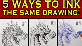 5 Ways to Ink the Same Drawing Narrated Inking Tutorial [upl. by Winwaloe115]