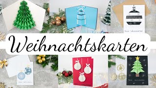 DIY Weihnachtskarten aus Papier basteln  6 einfache Ideen [upl. by Atina]