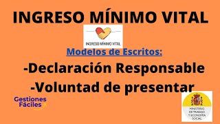 MODELOS de DECLARACION RESPONSABLE y de VOLUNTAD para la Solicitud del INGRESO MINIMO VITAL [upl. by Hulbert]