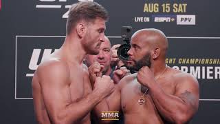 UFC 252 Stipe Miocic vs Daniel Cormier 3 WeighIn Staredown  MMA Fighting [upl. by Llehsal]